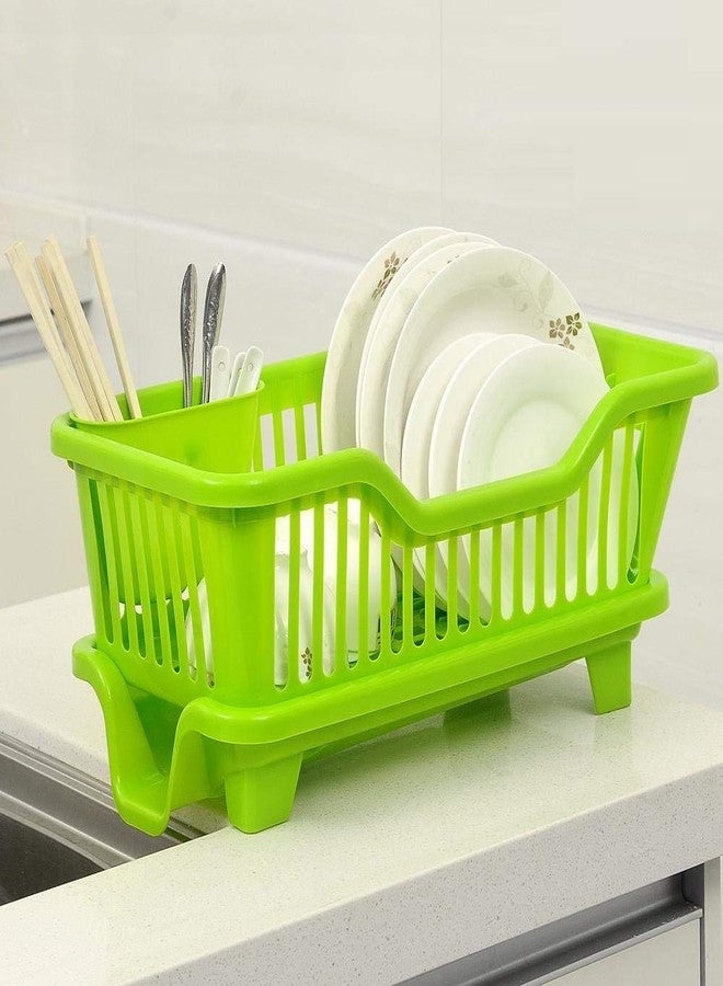 GLIVE (LABEL) Kitchen Sink Dish Chopsticks Spoon Organizer Tray Tableware Holder Basket 3 in 1 Large Sink Drying Rack Washing Basket - Dish Drainer Rack with Tray Utensils Cutlery Tools (Pink) - Image 3