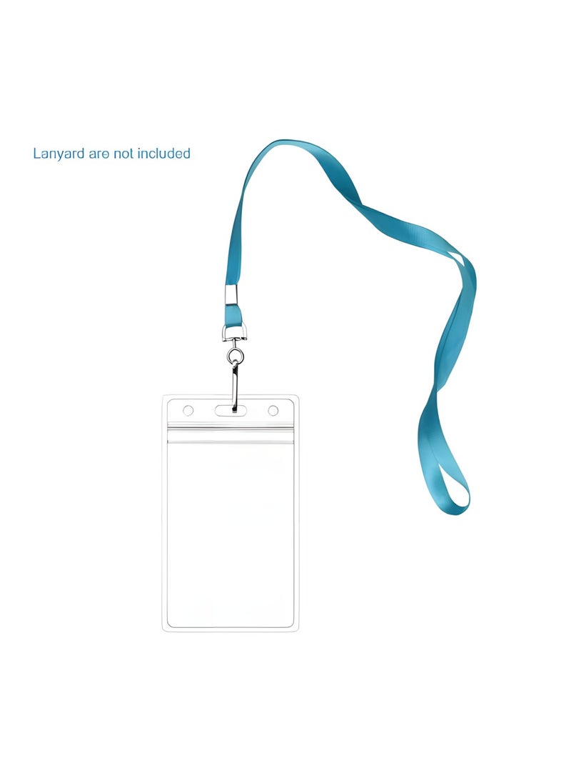 20 PCS Clear Plastic ID Vertical Name Badge ID Card Holders, with Waterproof Type Resealable Zip, Plastic Name Tag Holder