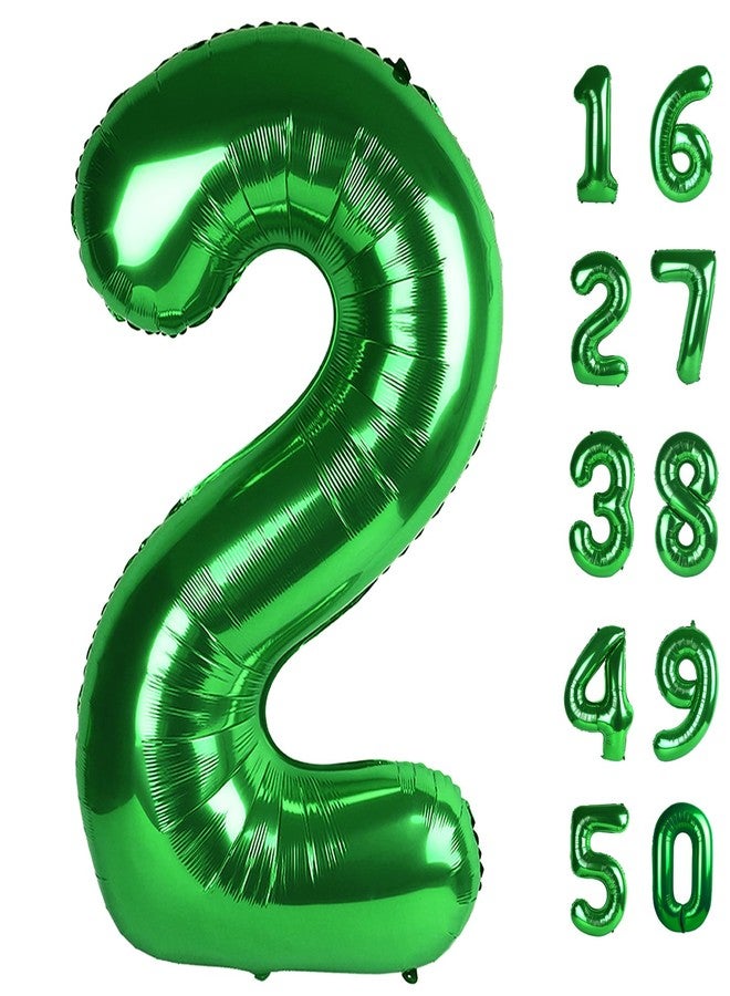 Kelfuoya 40 Inch Balloon 2 Number Balloons,Giant Number 2 Balloons Foil Mylar Helium Green Number Balloons for 12th 20th 21st Birthday Party Supplies Anniversary Event Celebration Decorations - Image 1