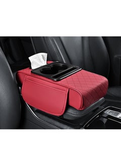 Soofam Multipurpose Car Center Console heighten Cover, Leather Car Armrest Booster Pads, Leather Car Armrest Cover Protector, Armrest Box, Suitable for Most Vehicles, SUVs, Trucks, Cars (Red)  - Image 1
