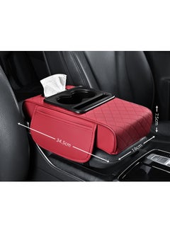 Soofam Multipurpose Car Center Console heighten Cover, Leather Car Armrest Booster Pads, Leather Car Armrest Cover Protector, Armrest Box, Suitable for Most Vehicles, SUVs, Trucks, Cars (Red)  - Image 2