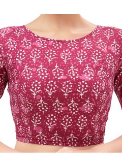 Studio Shringaar Studio Shringaar Women's Readymade Cotton Jaipuri Elbow Length Sleeve Saree Blouse (Pink, 42)  - Image 3