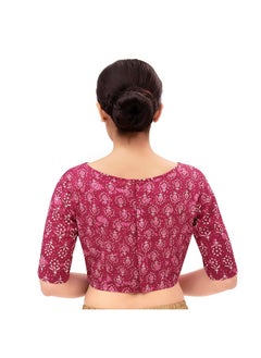 Studio Shringaar Studio Shringaar Women's Readymade Cotton Jaipuri Elbow Length Sleeve Saree Blouse (Pink, 42)  - Image 2