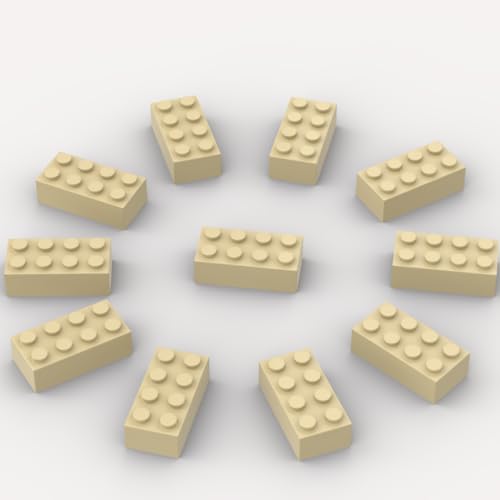 YUJHITP 500 Piece Tan Bricks Bulk Tan 2x4 Building Bricks Flat Compatible with Lego Parts and Pieces 2x4 Tan BricksColor Tan - Image 1