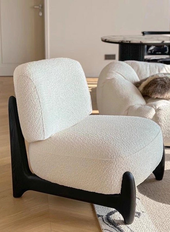 fashionhome Multipurpose Use Modern Armless Design Single Sofa Ergonomic Fluffy Backrest Living Room Chair Wide Seat Solid Wood Frame Reading Chair Leisure Chair 63x67x80 cm - Image 2