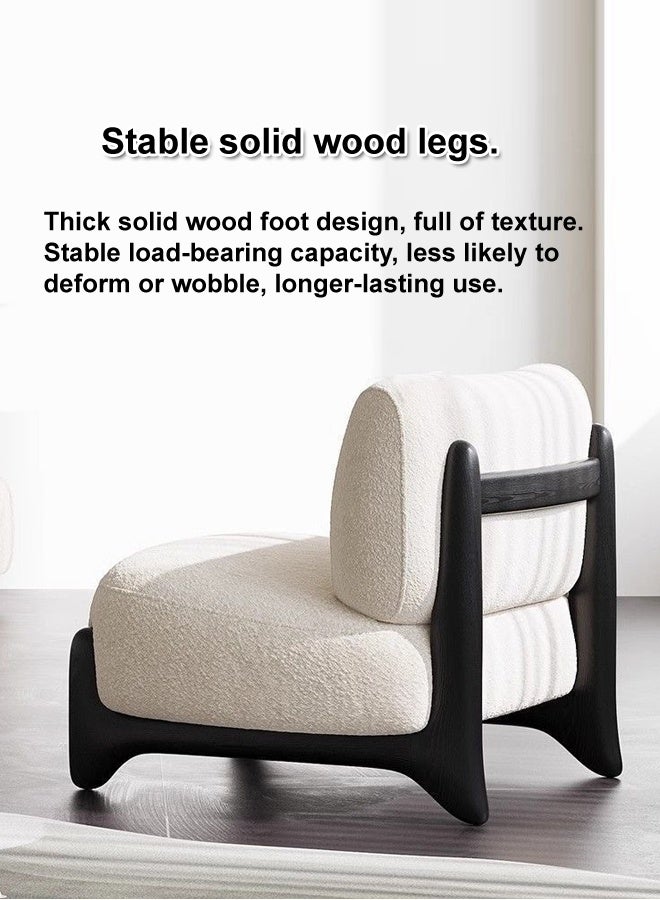 fashionhome Multipurpose Use Modern Armless Design Single Sofa Ergonomic Fluffy Backrest Living Room Chair Wide Seat Solid Wood Frame Reading Chair Leisure Chair 63x67x80 cm - Image 4