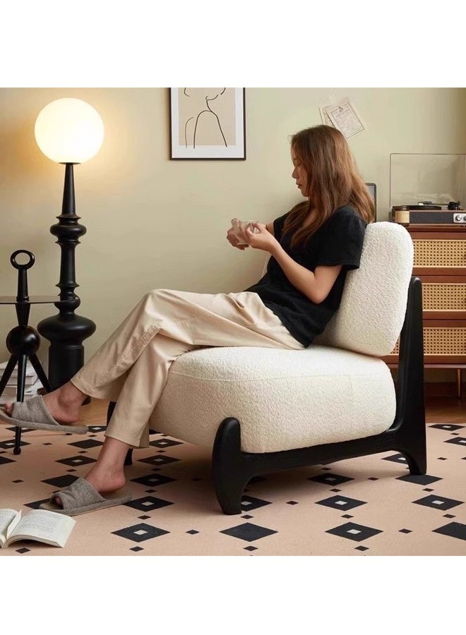 fashionhome Multipurpose Use Modern Armless Design Single Sofa Ergonomic Fluffy Backrest Living Room Chair Wide Seat Solid Wood Frame Reading Chair Leisure Chair 63x67x80 cm - Image 5