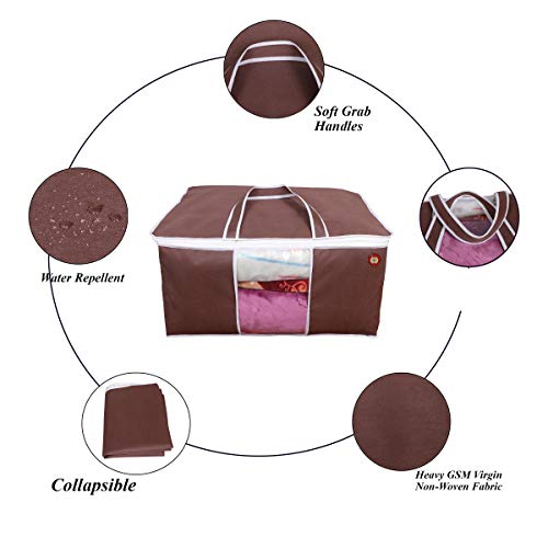 MBW Non Woven Pieces Underbed Storage Bag, Storage Organizer, Blanket Cover (pack of 6, dark brown) - Image 4