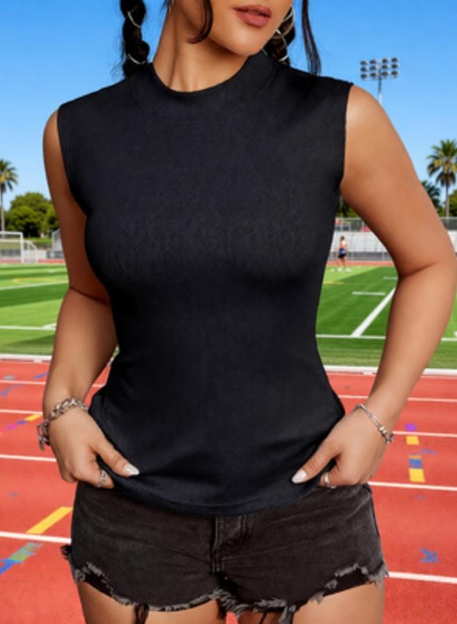 Take Two Black Sleeveless High-Neck Top - Image 1