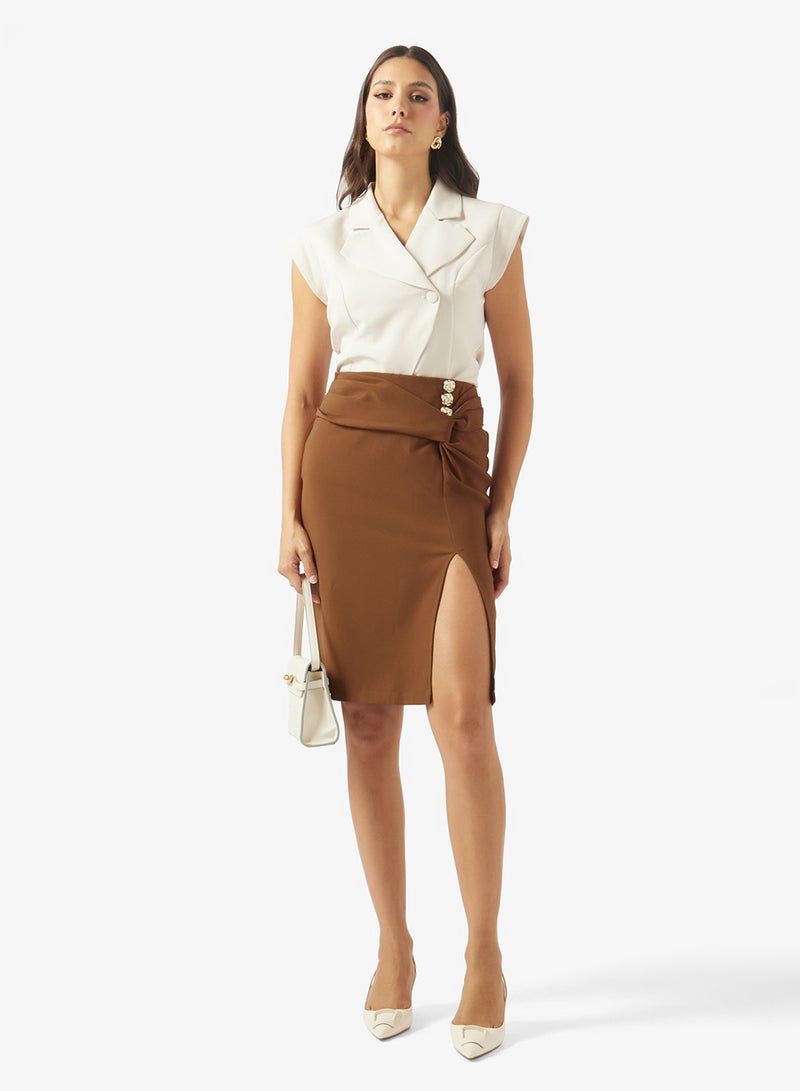 ELLA Pencil Skirt With Ruched Waistline - Image 2