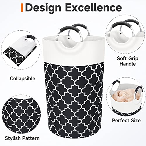 Fabspace Large Laundry Basket Laundry Hamper Bag Washing Bin Clothes Bag Collapsible Tall With Handles Waterproof Travel Bathroom College Essentials Storage For College Dorm, Family (Black)82L - Image 3