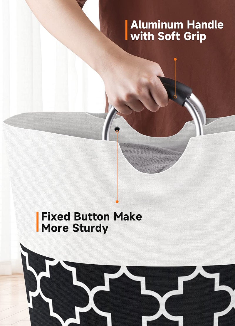 Fabspace Large Laundry Basket Laundry Hamper Bag Washing Bin Clothes Bag Collapsible Tall With Handles Waterproof Travel Bathroom College Essentials Storage For College Dorm, Family (Black)82L - Image 4