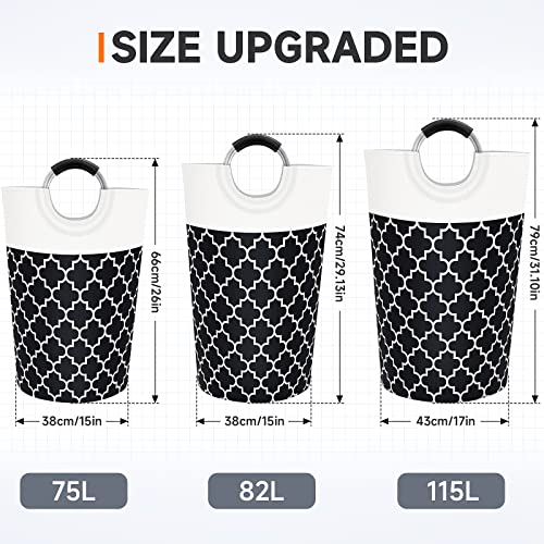 Fabspace Large Laundry Basket Laundry Hamper Bag Washing Bin Clothes Bag Collapsible Tall With Handles Waterproof Travel Bathroom College Essentials Storage For College Dorm, Family (Black)82L - Image 2