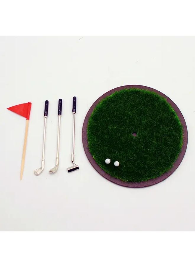 1:12 Scale Dollhouse Mini Golf 7 Piece Set With Clubs And Grass Balls - Image 1