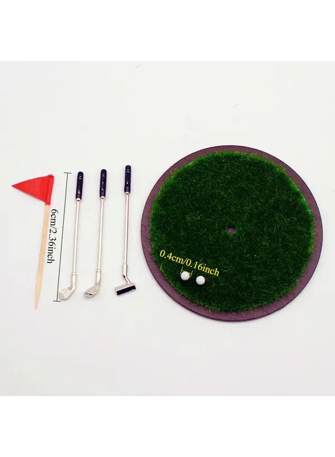 1:12 Scale Dollhouse Mini Golf 7 Piece Set With Clubs And Grass Balls - Image 5