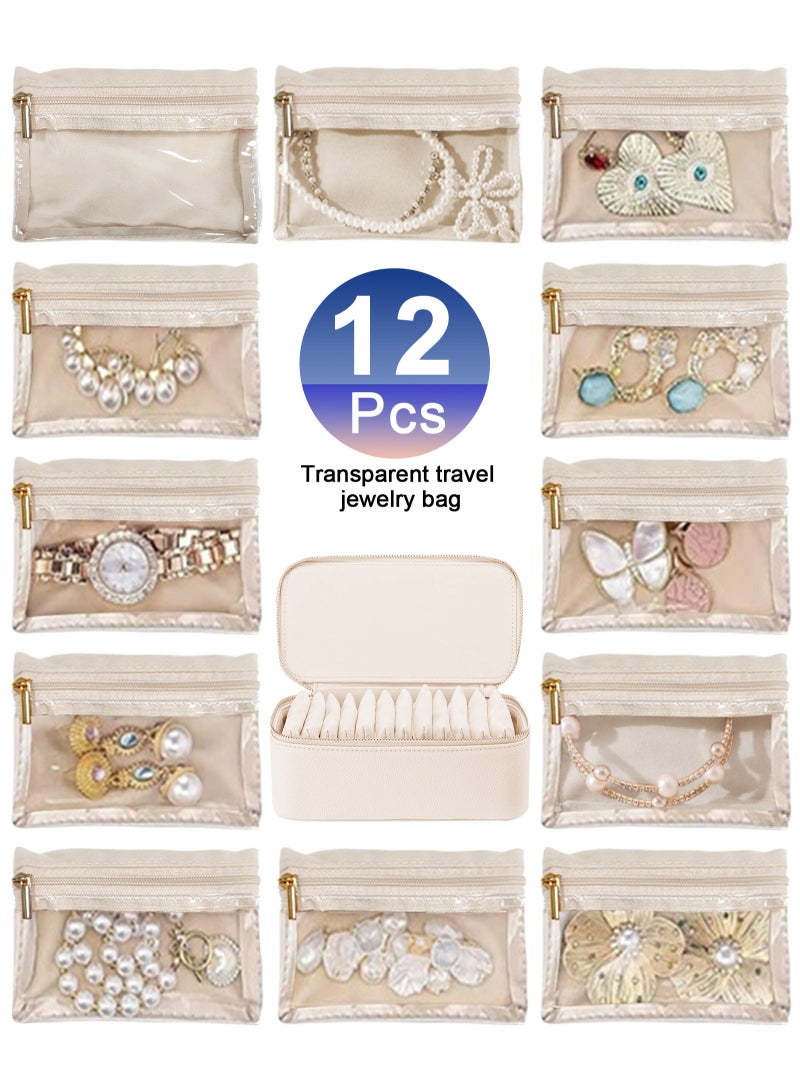 HomarKet Jewelry Box Organzier for Travel,Graduation Gifts for Daughter,Jewelry Case with 12 Pcs Velvet Jewelry Bags for Earrings Necklace Rings,Valentine's Day,Birthday, Wedding Gift for Wome-Pink  - Image 3