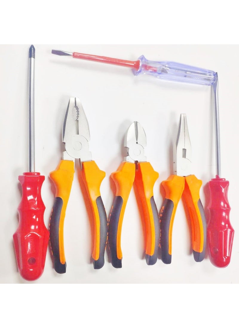 Makro Yapı - Macro Structure Pliers + Side Chisel + Needle Nose + Flat and Phillips Screwdriver + Control Pen Set of 6 - Image 1