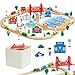 VEVOR 113PCS Wooden Train Set for Kids Ages 38 Wood Train Track Toy with Storage Box City Scene Railway Playset Compatible with Major Brands Christmas Birthday Toy for Toddlers Boys and Girls - Image 2