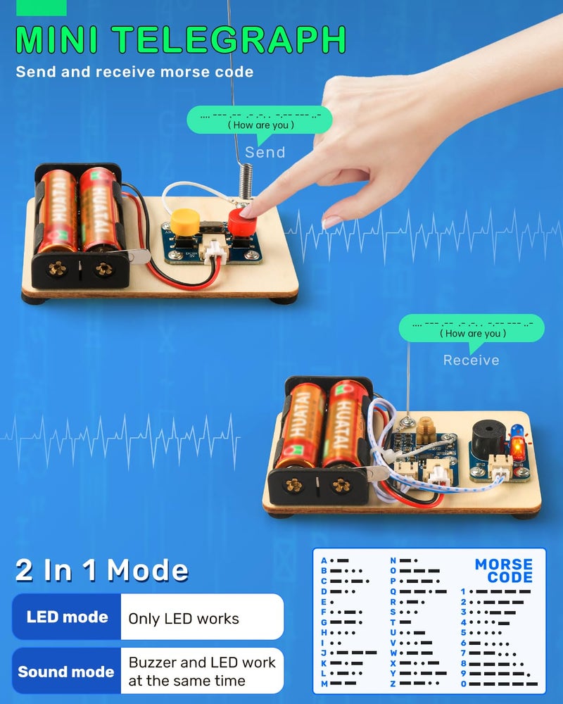 Poraxy 5 Set STEM Science Kits for Kids Age 8-12, Wooden Building STEM Projects 8-10, 3D Puzzles, Experiment Circuits Model, Toys for Ages 8-13, Gifts for Boys and Girls 6 7 8 9 10 11 12 13 Years Old - Image 4