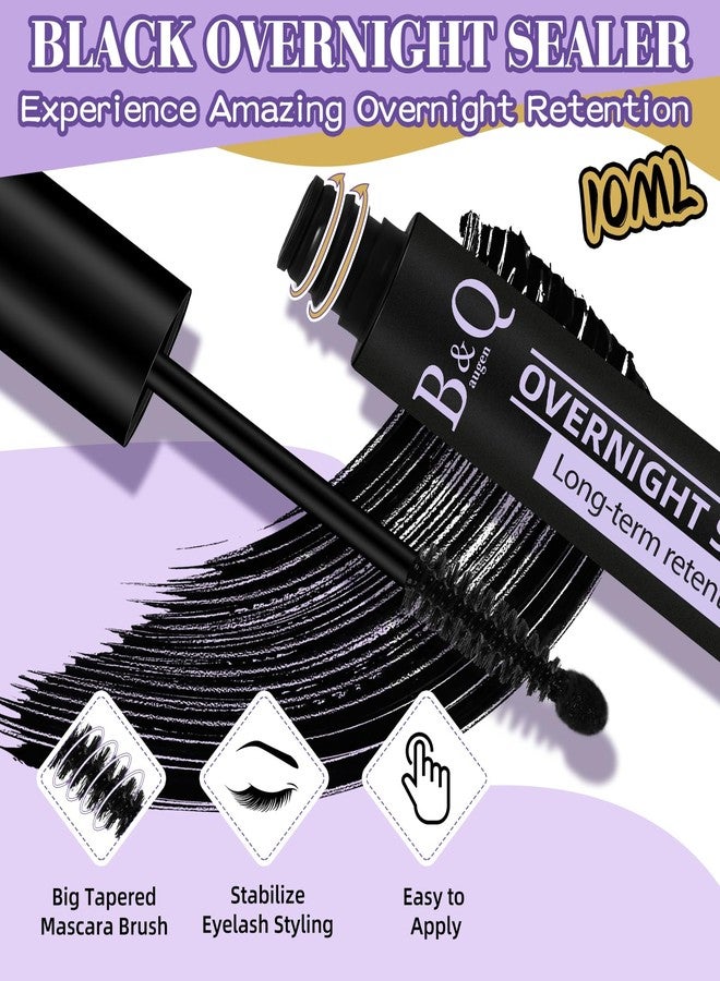 B&Qaugen Lash Clusters Overnighter 10ML Lash Sealer for Cluster Lashes Black Lash Extension Sealant Healthy Lash Sealant Longer Life Coating Lash Seal (Black,10ml) - Image 2