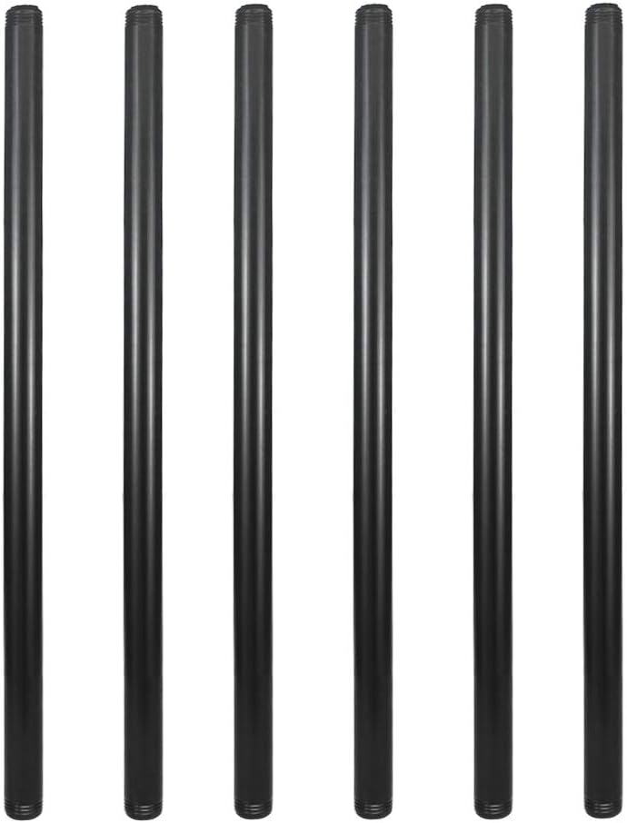 GeilSpace 6 Pack 1/2" × 18" Pre-Cut Black Metal Pipe, Industrial Steel Fits Standard Half Inch Black Threaded Pipes and Fittings - Vintage DIY Industrial Shelving (1/2" × 18") - Image 1