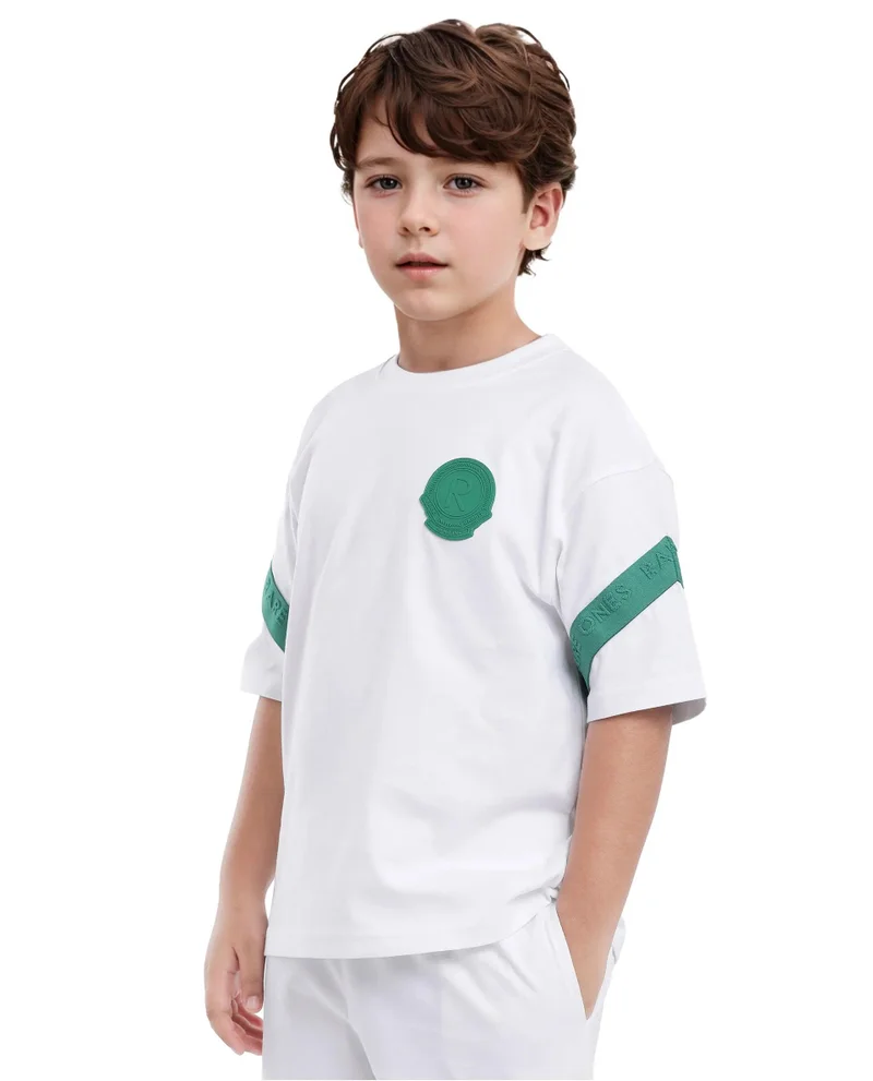 Rare Ones Rare Ones Kids Komp White Cotton Short Sleeve Crew Neck Pigment Print Boxy T-Shirt