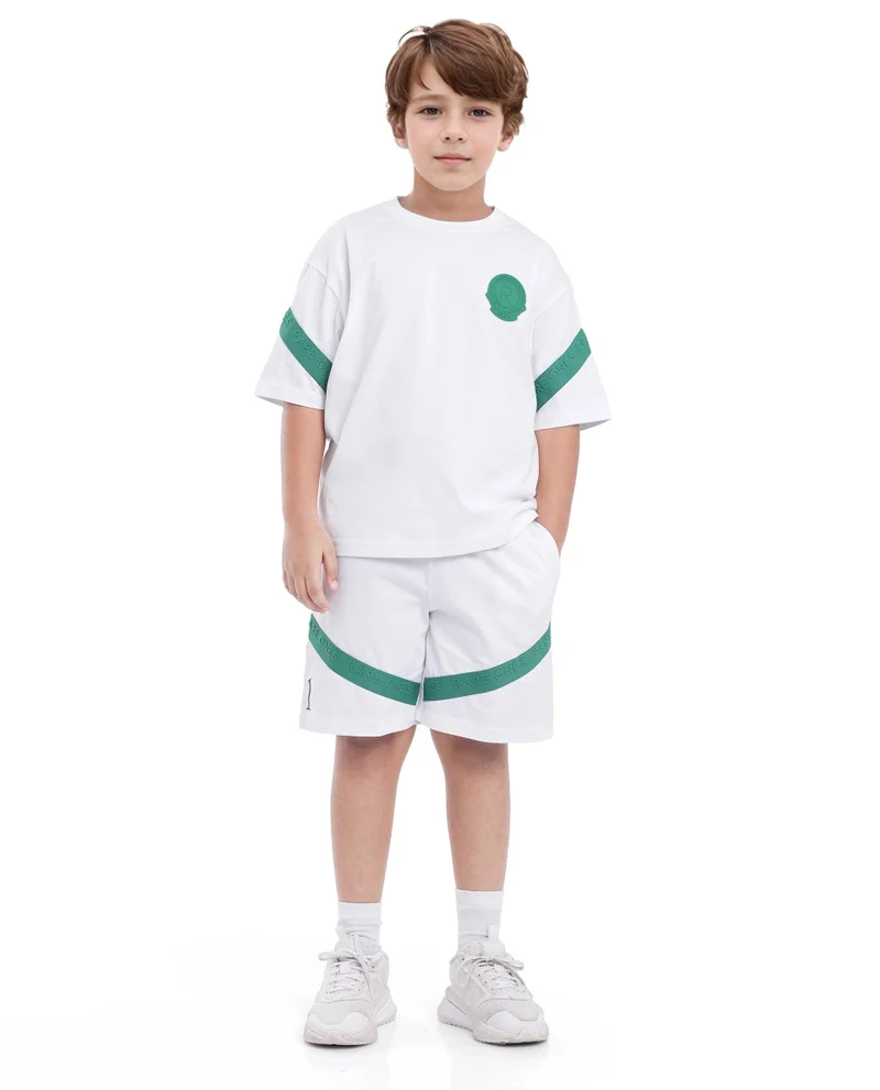 Rare Ones Rare Ones Kids Komp White Cotton Short Sleeve Crew Neck Pigment Print Boxy T-Shirt