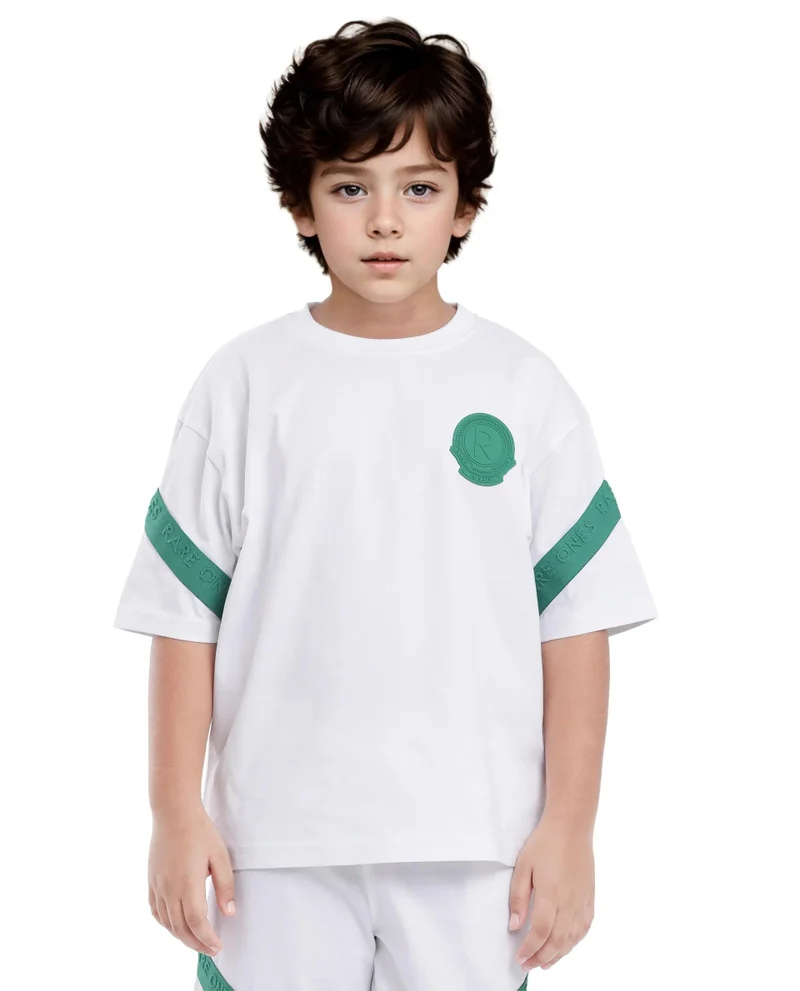 Rare Ones Rare Ones Kids Komp White Cotton Short Sleeve Crew Neck Pigment Print Boxy T-Shirt