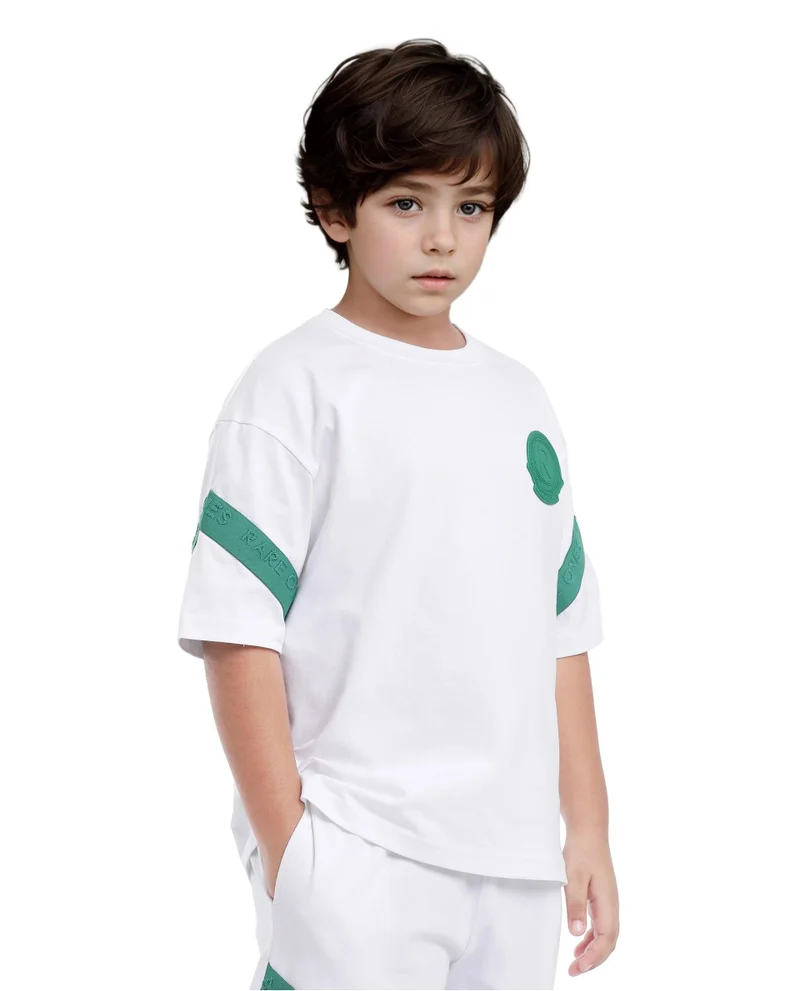 Rare Ones Rare Ones Kids Komp White Cotton Short Sleeve Crew Neck Pigment Print Boxy T-Shirt