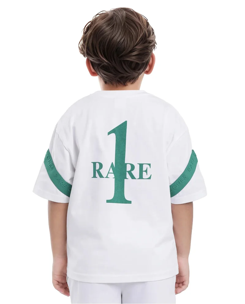 Rare Ones Rare Ones Kids Komp White Cotton Short Sleeve Crew Neck Pigment Print Boxy T-Shirt