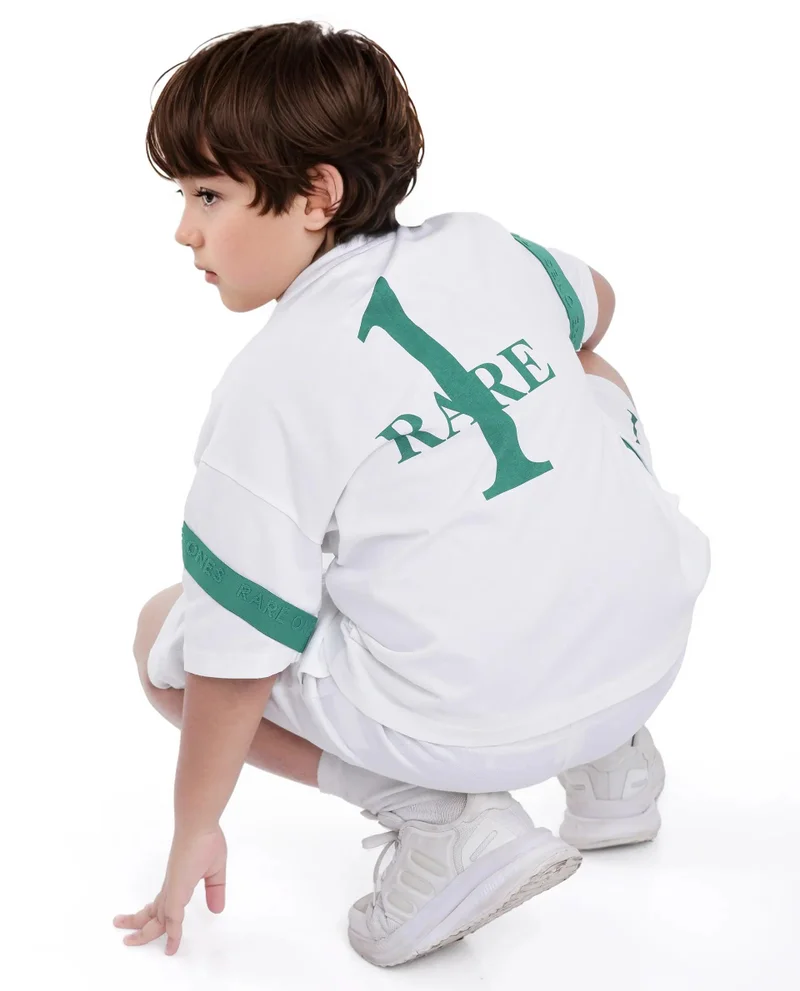 Rare Ones Rare Ones Kids Komp White Cotton Short Sleeve Crew Neck Pigment Print Boxy T-Shirt