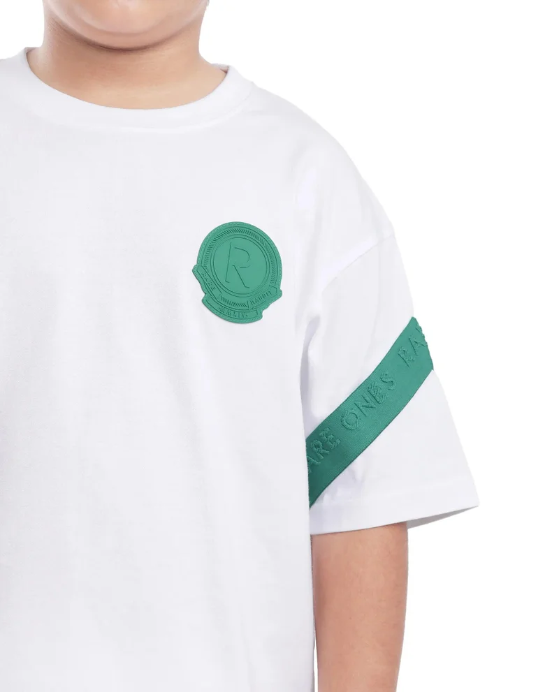Rare Ones Rare Ones Kids Komp White Cotton Short Sleeve Crew Neck Pigment Print Boxy T-Shirt
