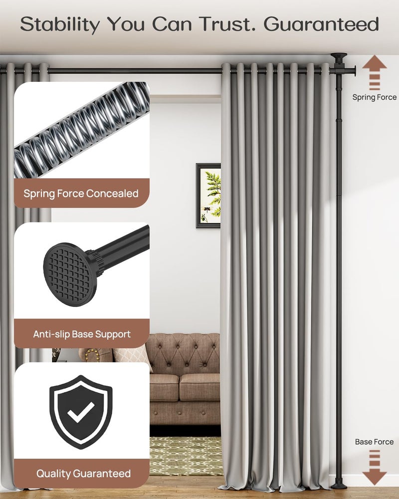 ALLZONE Freestanding Tension Curtain Rods for Windows, Adjustable 31-135 Inch Wide, Renter Friendly Curtain Rods No Drilling, Easy Install & Removable,Fits for Various Window Sizes,63-130 Inch Height - Image 2