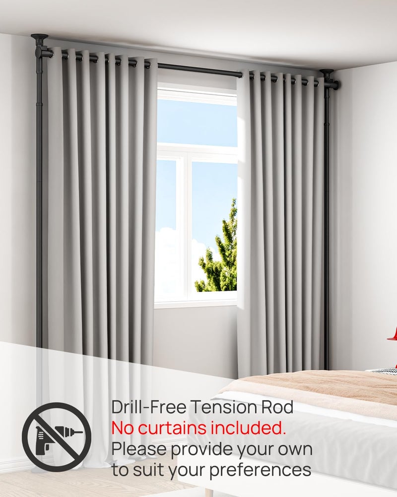 ALLZONE Freestanding Tension Curtain Rods for Windows, Adjustable 31-135 Inch Wide, Renter Friendly Curtain Rods No Drilling, Easy Install & Removable,Fits for Various Window Sizes,63-130 Inch Height - Image 3