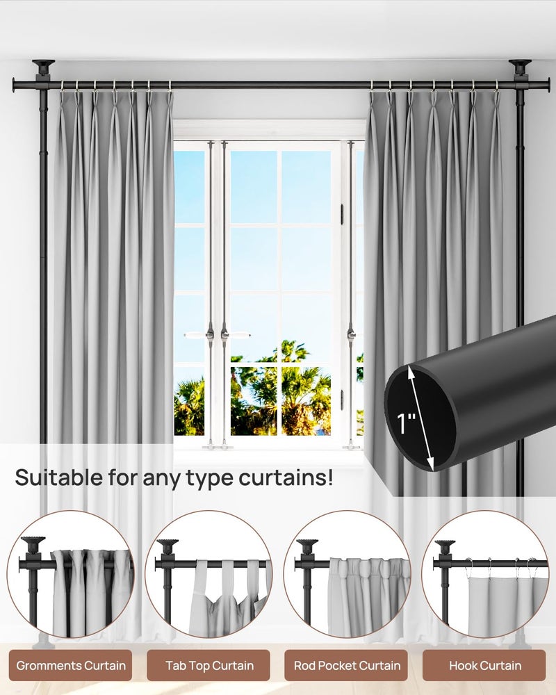 ALLZONE Freestanding Tension Curtain Rods for Windows, Adjustable 31-135 Inch Wide, Renter Friendly Curtain Rods No Drilling, Easy Install & Removable,Fits for Various Window Sizes,63-130 Inch Height - Image 5