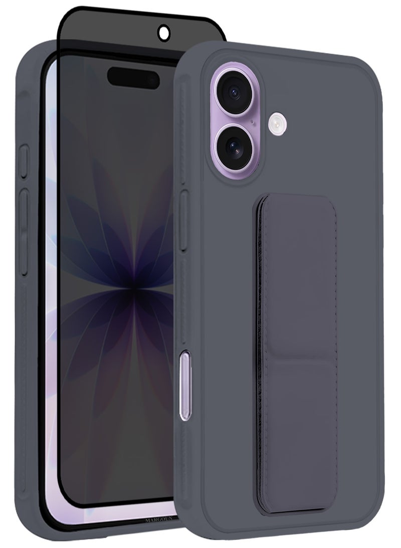 2 Packs Premium PU Leather Case for iPhone 17 with Stand Function Shockproof and Anti Scratch Finger Grip with Privacy Screen Protector - Image 1