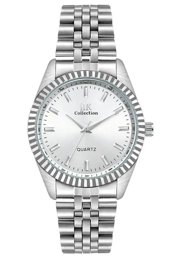 IIK Collection Men's Wrist Watch, Silver Band with Silver Dial - Image 1