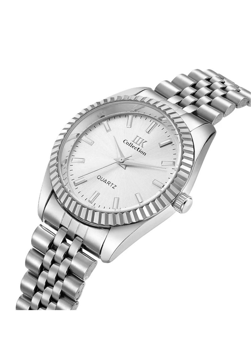 IIK Collection Men's Wrist Watch, Silver Band with Silver Dial - Image 2