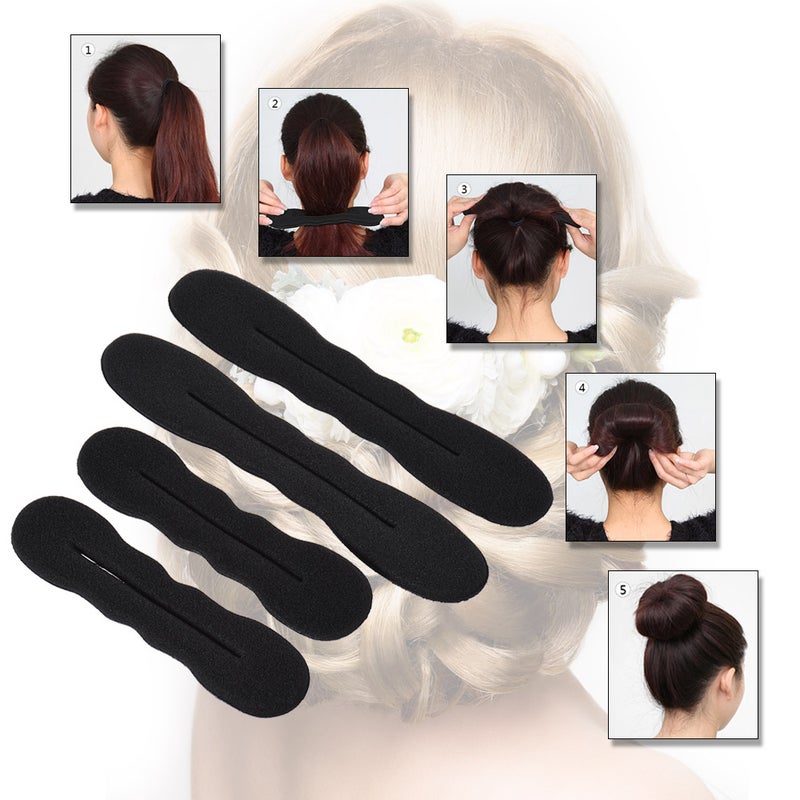 4pcs/set  Girls Women Hair Twister Styling Bun Making Tool for Sponge Roller Hairdos Hair Clip 2 Big & 2 Small - Image 4