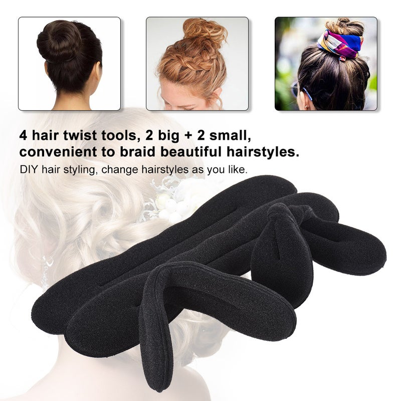 4pcs/set  Girls Women Hair Twister Styling Bun Making Tool for Sponge Roller Hairdos Hair Clip 2 Big & 2 Small - Image 5