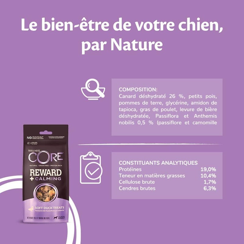 Wellness CORE Reward+ Duck & Chamomile, 170 g, Gentle Dog Treats for Reward, No Added Sugar, Grain-Free, with High Meat Content, Promotes Calming Your Dog - Image 4