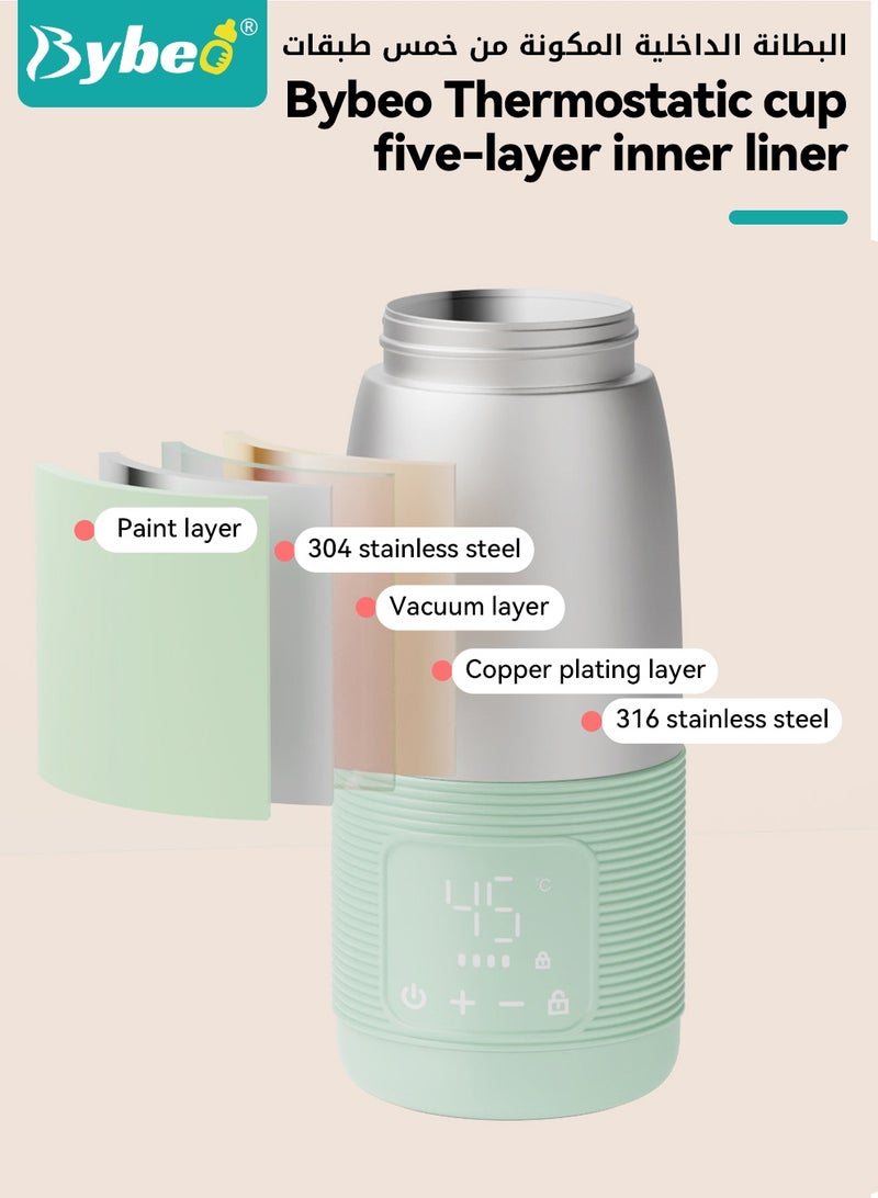 Bybeo Portable Milk Warmer for Travel with 30PCS Milk Powder Bags, 500ML Cordless Bottle Warmer for Travel, Stainless Steel Vacuum-Insulated Mug, Adjustable Breastmilk and Formula Warmer with Fast Heating ＆ 37°C to 55°C Temperature Control, 10000mAh Battery - Image 4