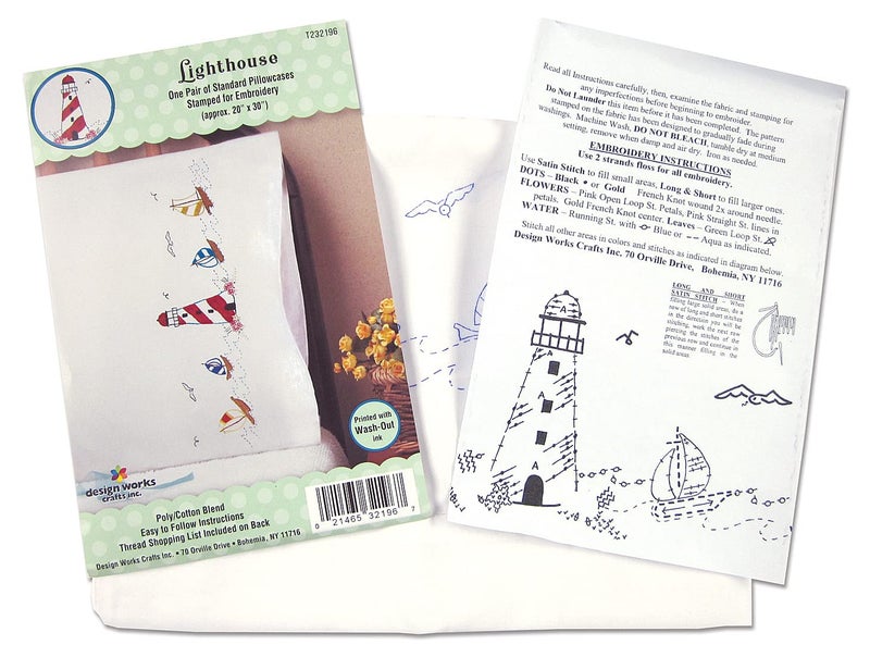 Design Works Crafts Lighthouse Stamped for Embroidery Pillowcases - Image 3