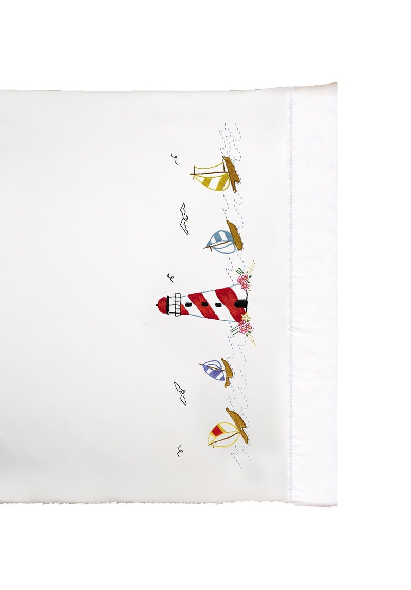 Design Works Crafts Lighthouse Stamped for Embroidery Pillowcases - Image 1