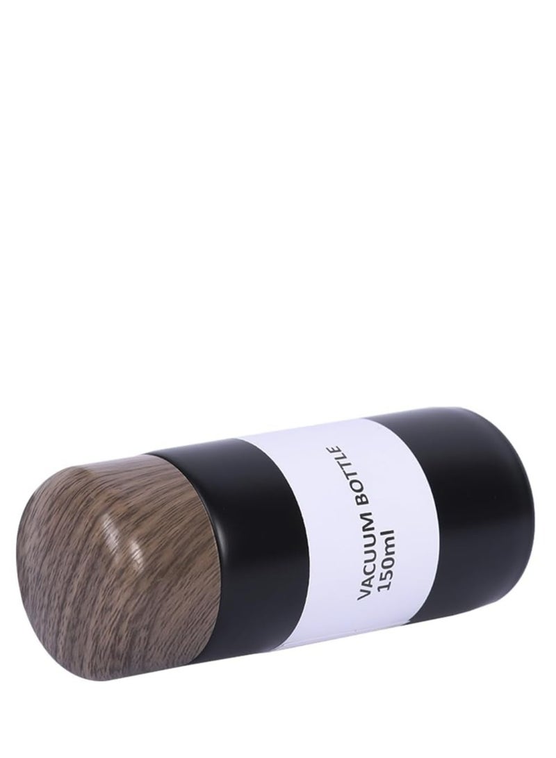 150ml Stainless Steel Thermal Mug with Wooden Lid (Black) - Image 2