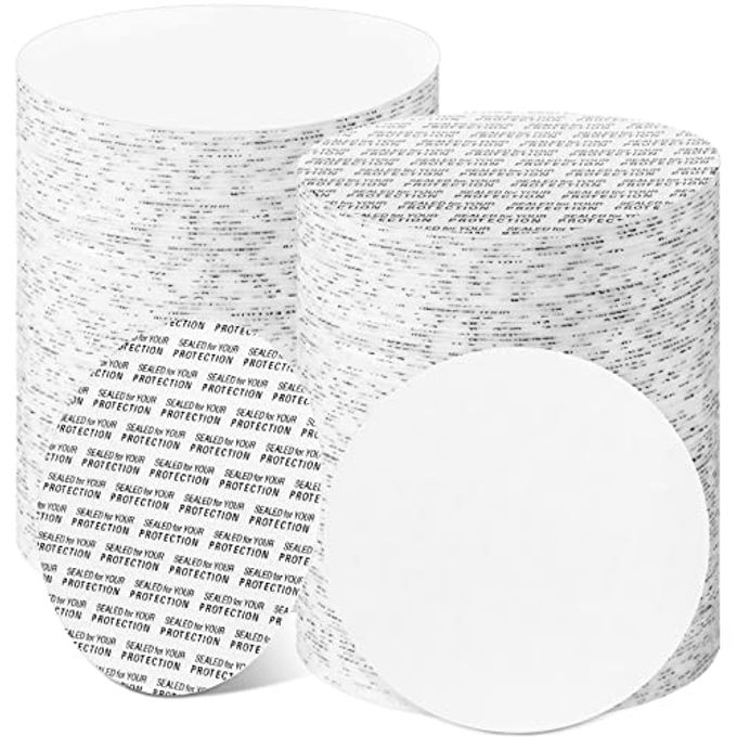 70 mm Foam Lid Liner Pressure Sensitive Seal Round Jar Sealer Bottle Seals Heat Resistant Foam Cap Torque Activated Safety for Protection Safety Jar Cap Bottle Vial Tamper Gasket Kit(300 Pieces)
