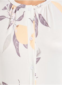 Styli Lemon Print Tiered Flute Sleeve Maxi Night Dress  - Image 3