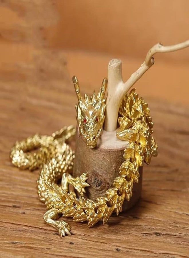 ALHBEJT Brass Dragon Statue - Movable, Change Shape, Articulated Golden Dragon for Home Office Desk Decoration - Image 3