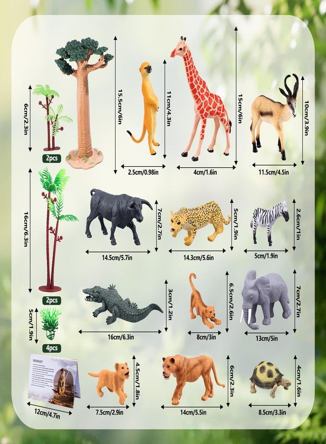 Sienon 21Pcs African Safari Animal Figures Wild Zoo Toys with Booklet for Kids - Image 2
