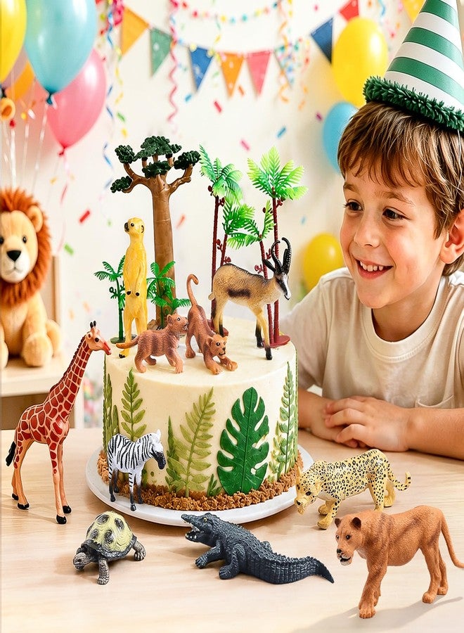 Sienon 21Pcs African Safari Animal Figures Wild Zoo Toys with Booklet for Kids - Image 3